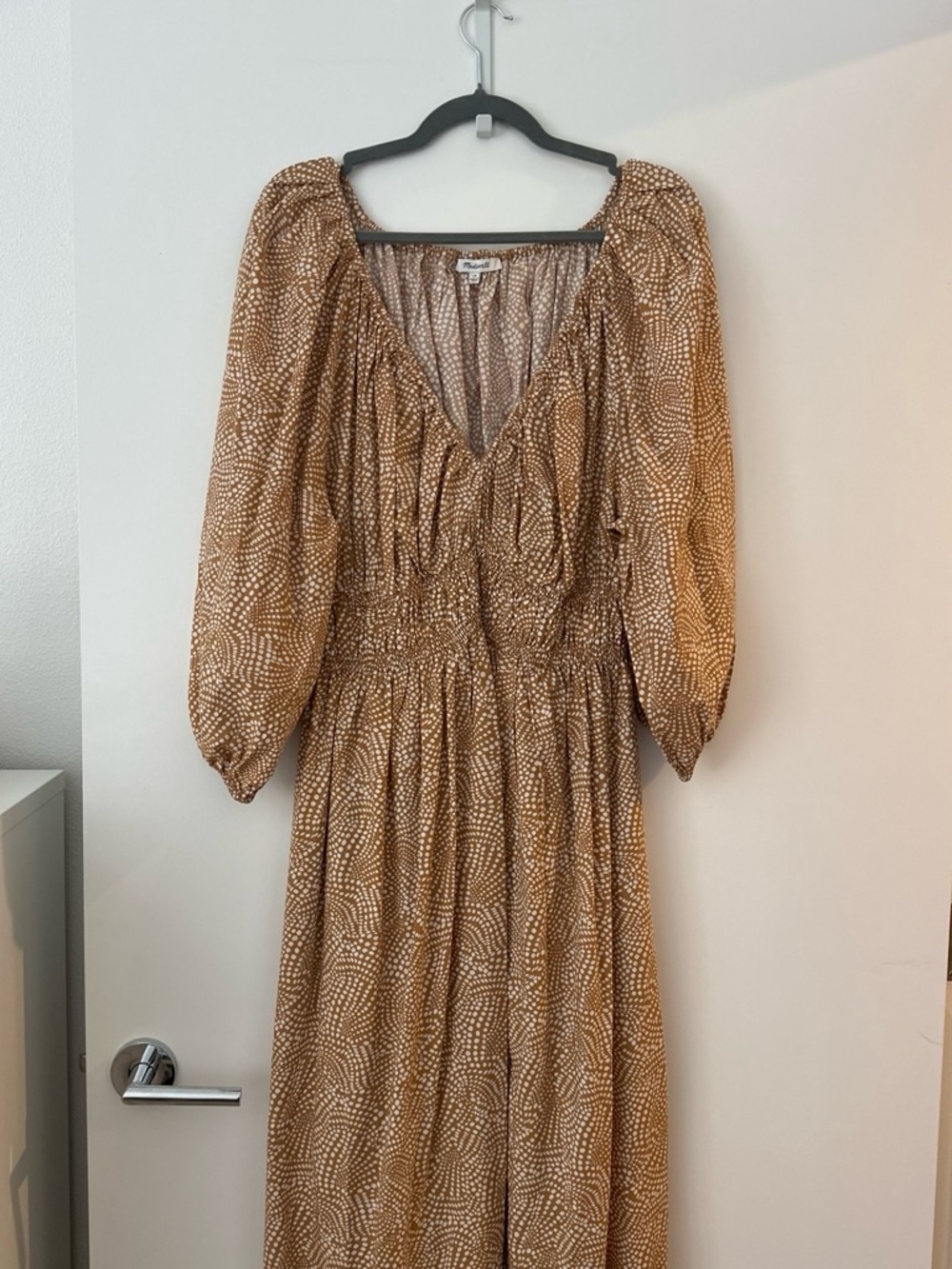 Madewell Brown Printed Long Sleeve Midi Dress